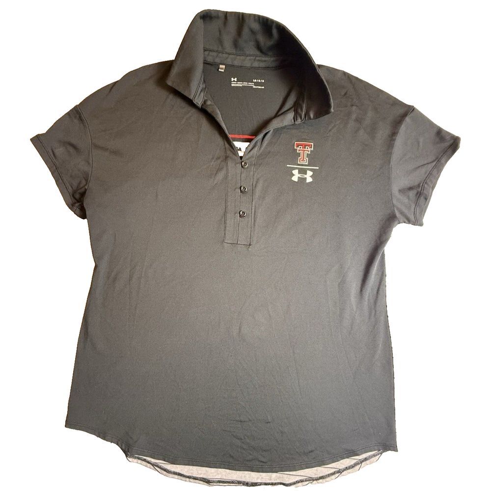 Underβ Armour Heatgear Polo Shirt Women Golf Black/White Loose Size Large-447